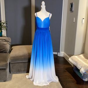 Women’s Full Length Ombré Chiffon Prom Party Wedding Formal Dress Size 6 NWT